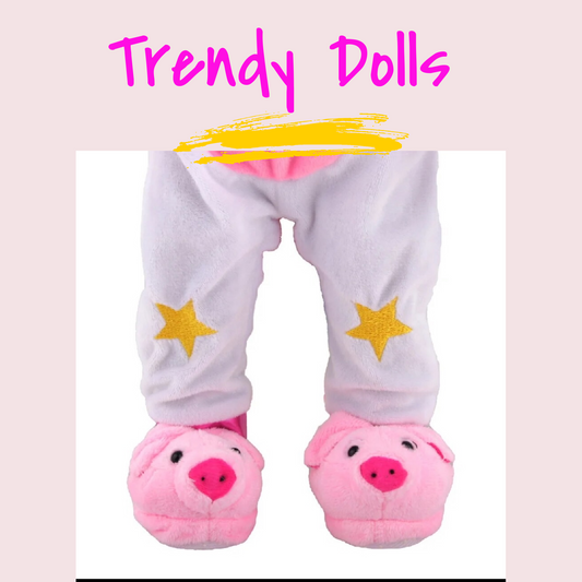 18 in Doll Pig Slippers | 18 in Doll Animal Slippers | Trendy Dolls