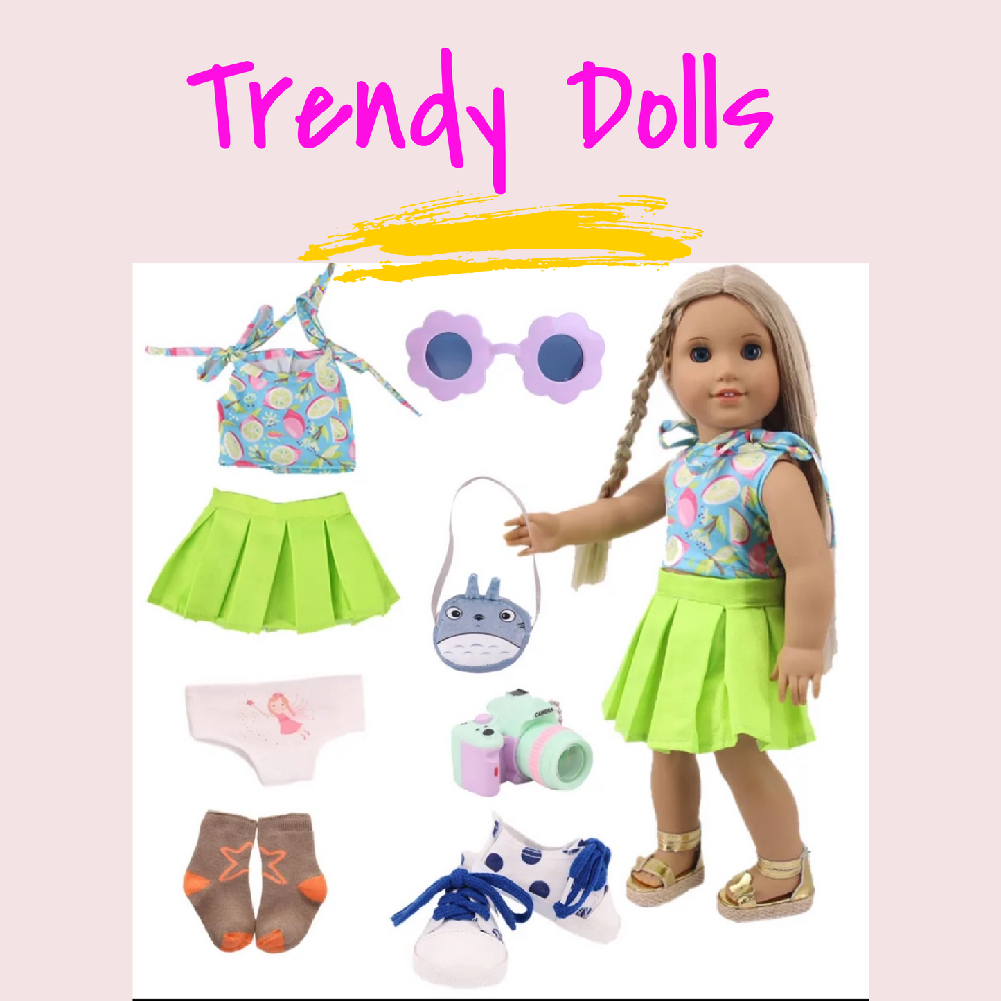 Trendy 18" Doll Casual Outfit with Accessories