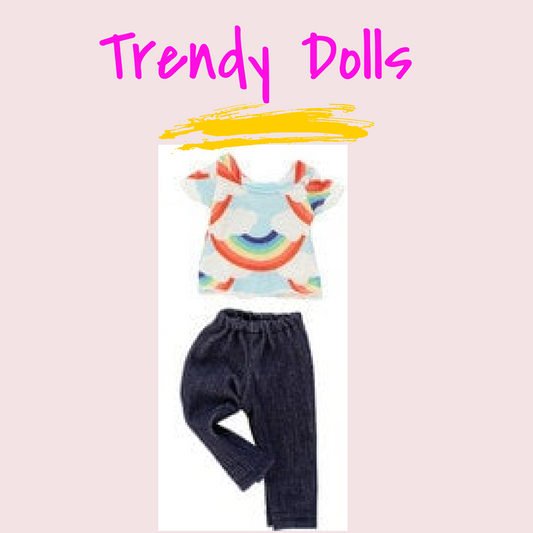 Wellie Wisher Rainbow Pants Set | Trendy Dolls