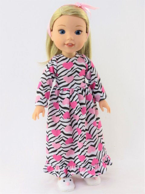 Wellie Wisher Zebra Nightgown | 14.5 in Doll Nightgown | Trendy Dolls