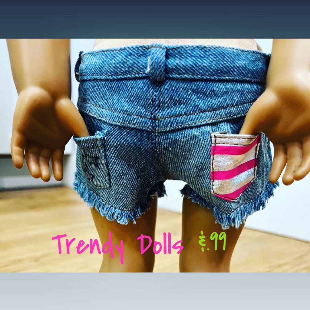 18 in Doll Cutoff Shorts | American Girl Doll Cutoff Shorts | Trendy Dolls