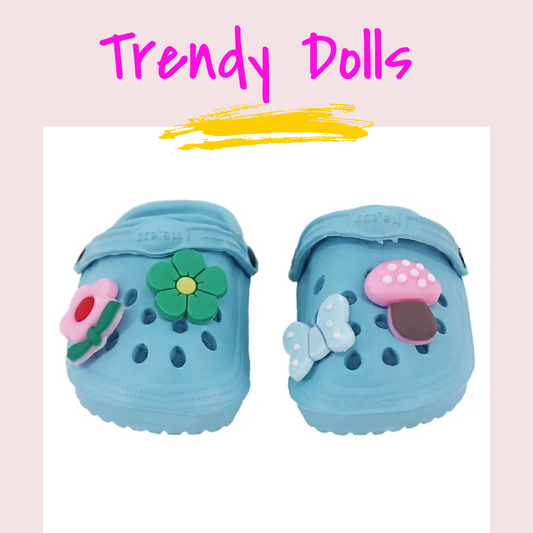 18 in Doll Baby Blue Croc Sandals | American Girl Doll Blue Croc Sandals | Trendy Dolls