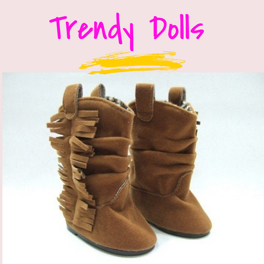 18 in Doll Brown Fringed Boots | Our Generation Doll Boots | Trendy Dolls