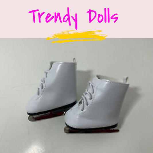18 in doll white ice skates | doll skates| | Trendy Dolls
