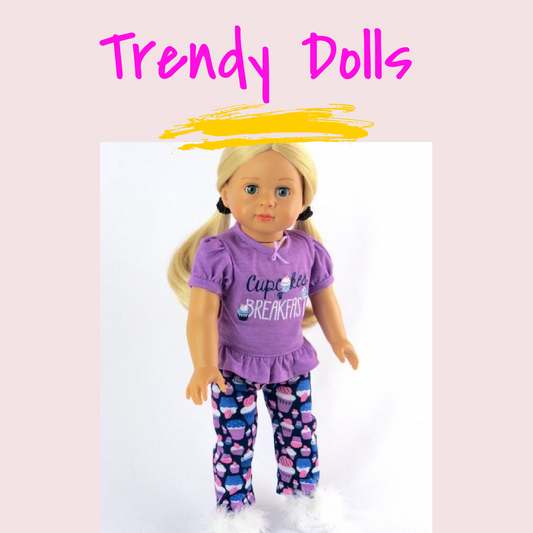 18 in Doll Cupcake Pajamas | Girl Cupcake Pajamas | Trendy Dolls
