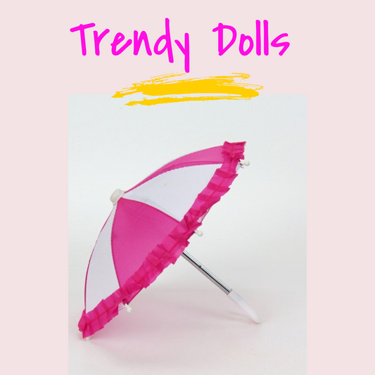 Pink and White Doll Umbrella | Trendy Dolls