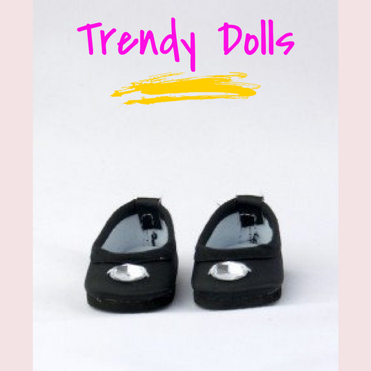 18 in Doll Black Jeweled Shoes | American Girl Doll Jeweled Shoes | Trendy Dolls