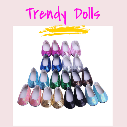 18 in Doll Glitter Flats - Assorted Colors - FREE SHIPPING